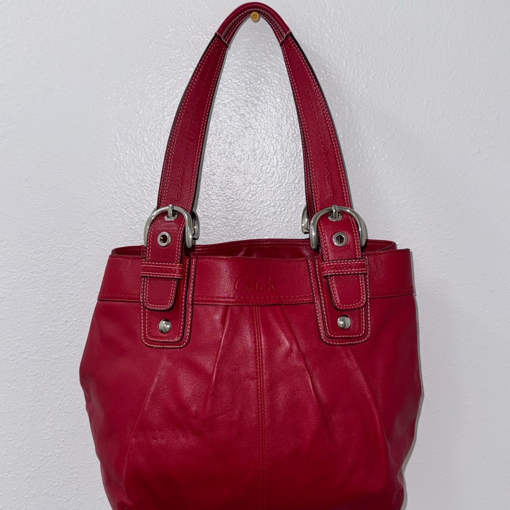 Coach Red Leather Shoulder Bag